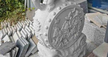 青海芝麻白抱鼓石 庭院抱鼓石