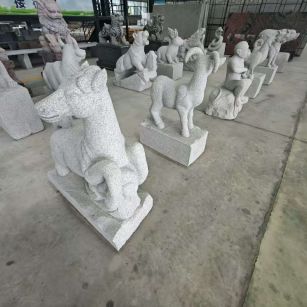 青海芝麻白雕刻 十二生肖 异形雕刻