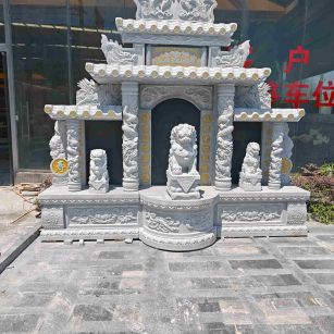 青海芝麻白中国黑石材套墓 花岗岩墓碑