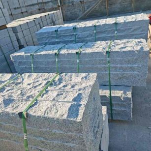 青海芝麻白自然面整石 坐凳