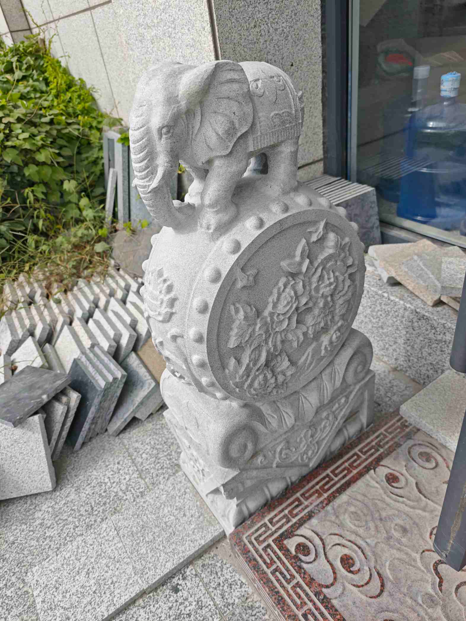 青海芝麻白抱鼓石 庭院抱鼓石